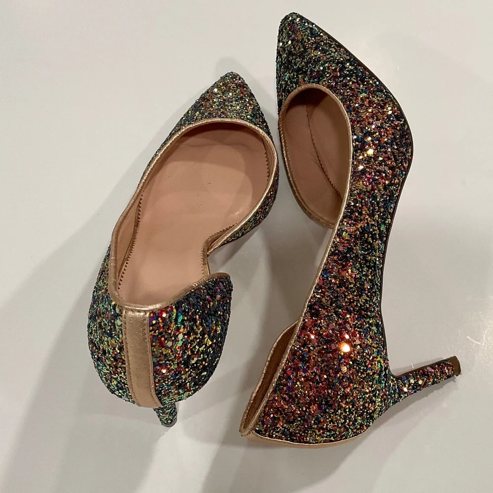 J. CREW Colette d'Orsay Pumps in Holographic Glitter Size 7.5